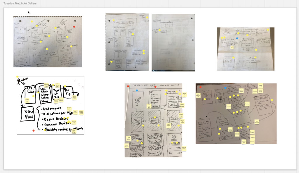Showing off the team's Sketching Skills from Sketch Workshop.